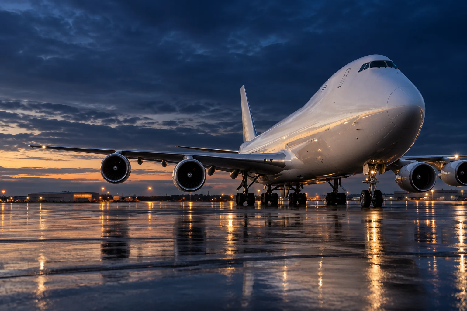 Cargo aircraft at blue hour